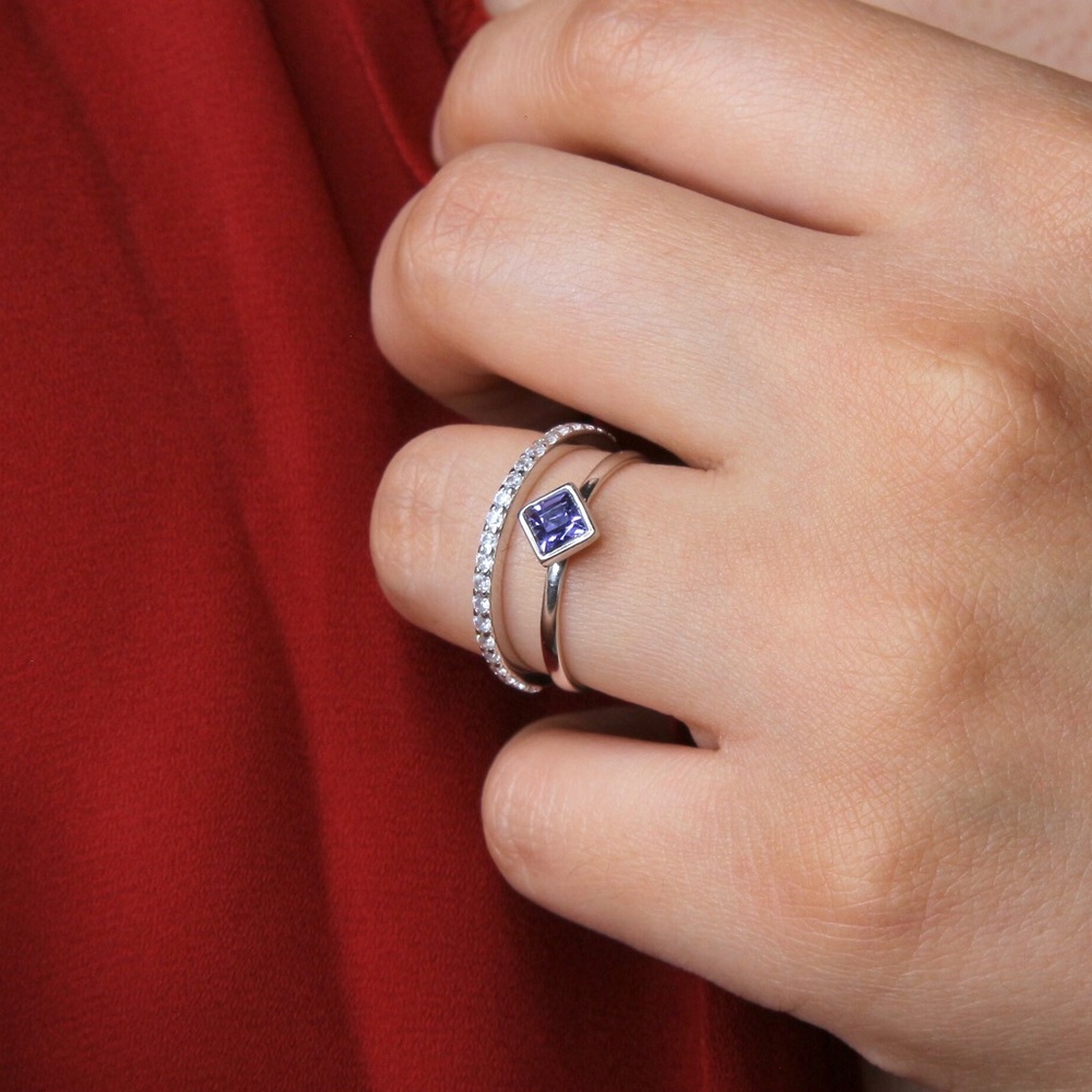 Swarovski Tanzanite Sterling Silver Ring S…